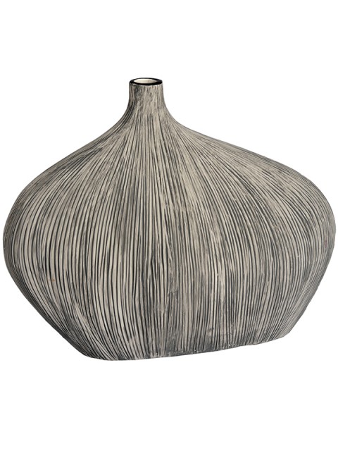 Modern Stone Style Flat Broad Asymmetrical Vase
